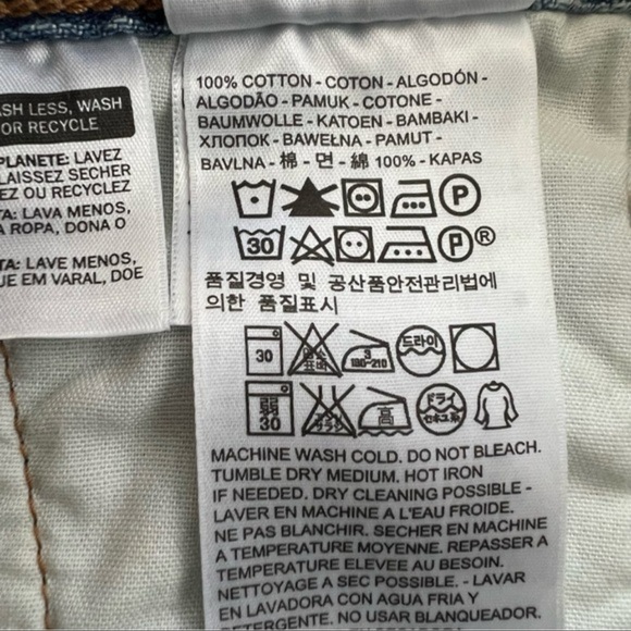 B1 -- NWT blue LEVI'S women's cut off straight leg button fly denim shorts w32 - Picture 7 of 8